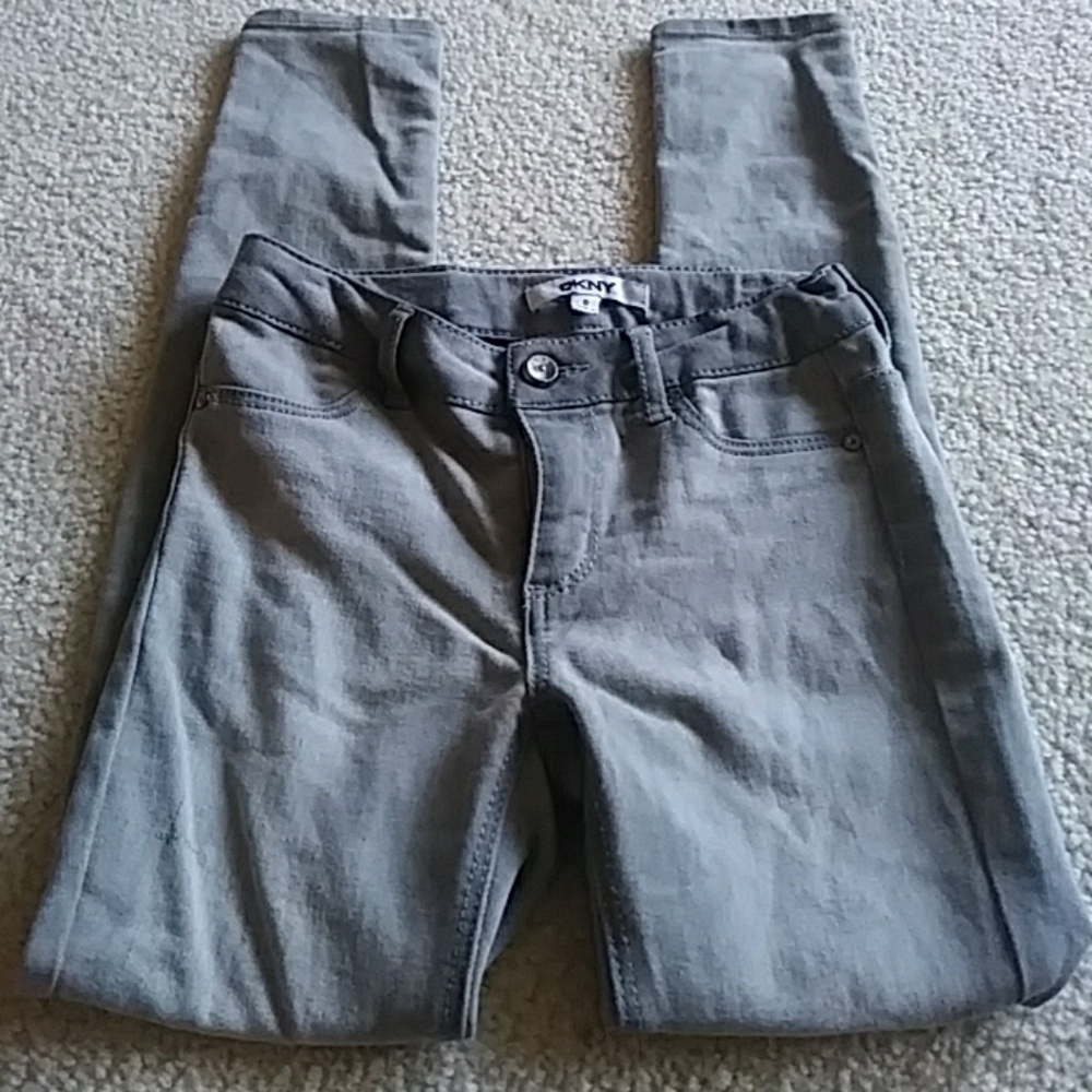 DKNY Girls graywash distressed skinny jeans